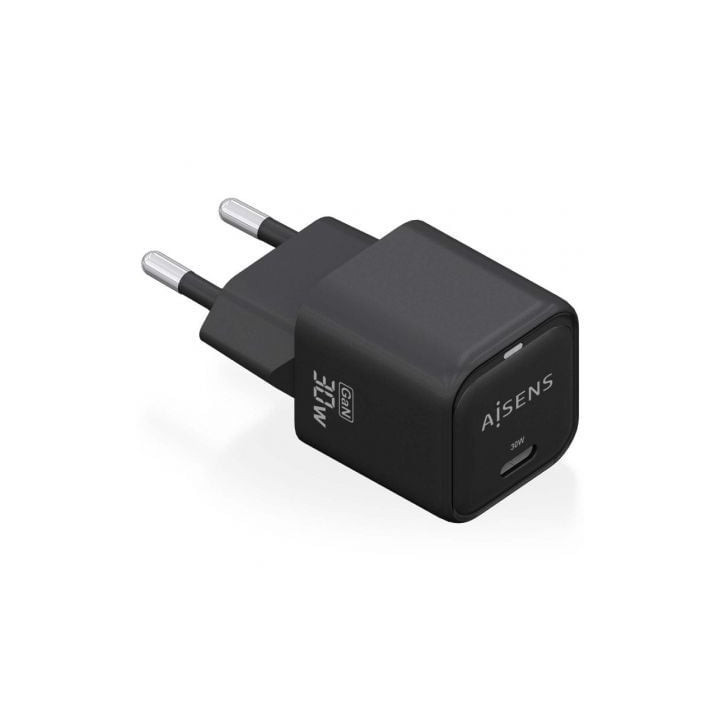 Cargador de pared gan aisens asch-30w1p019-bk/ 1xusb tipo-c/ 30w