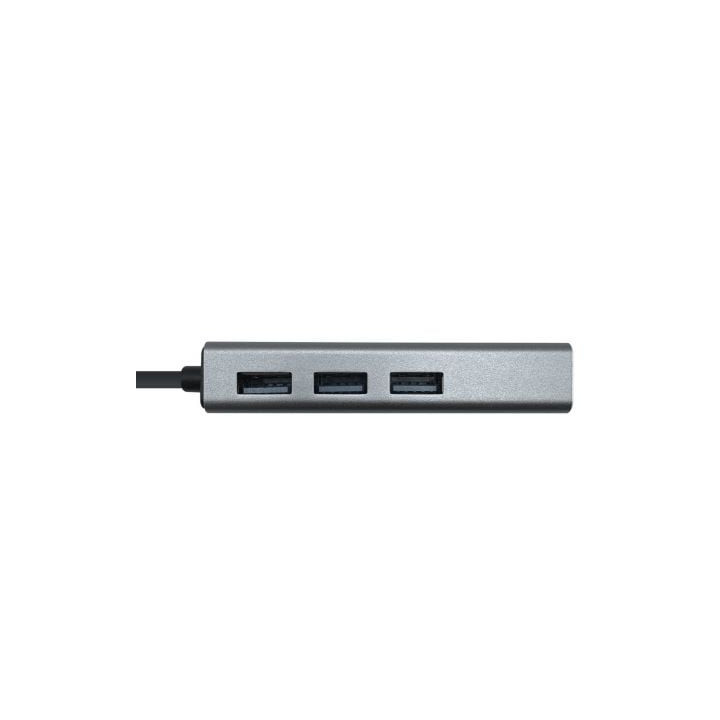 Hub usb 3.0 aisens a106-0401/ 3xusb/ 1xrj45/ gris