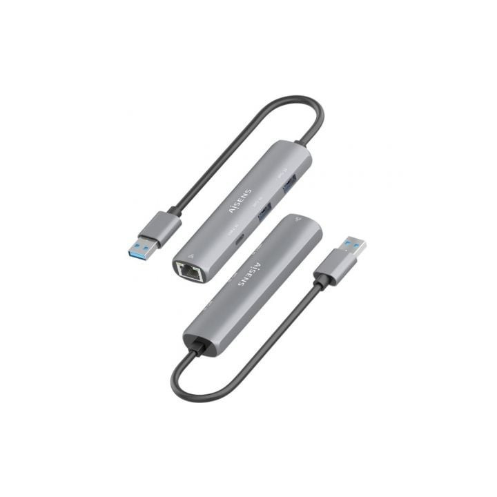 Hub usb aisens asuc-4p035-gr/ 1xusb tipo-c/ 2xusb/ 1xrj45/ gris