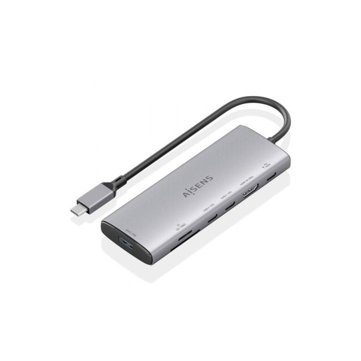 Docking usb tipo-c aisens asuc-7p031-gr/ 1xhdmi 4k/ 1xusb/ 2xusb tipo-c/ 1xlector tarjetas/ 1xusb tipo-c pd/ gris