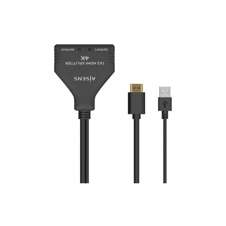 Cable duplicador hdmi 4k aisens a123-0654/ 2x hdmi hembra - hdmi macho - usb macho/ 30cm/ negro