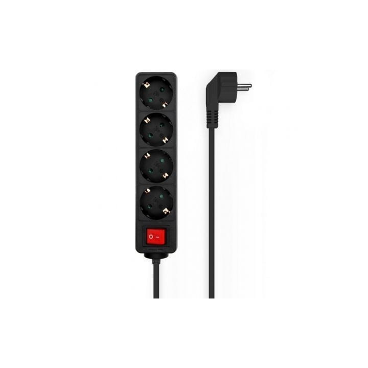 Regleta con interruptor aisens a154-0650/ 4 tomas de corriente/ cable 1.4m/ negro